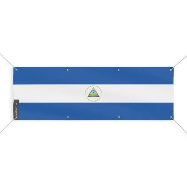 Nicaragua Flaggbanner 8 öljetter 100x300 cm