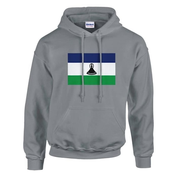 Lesotho Flag Hoodie i grått Grå XXXXL