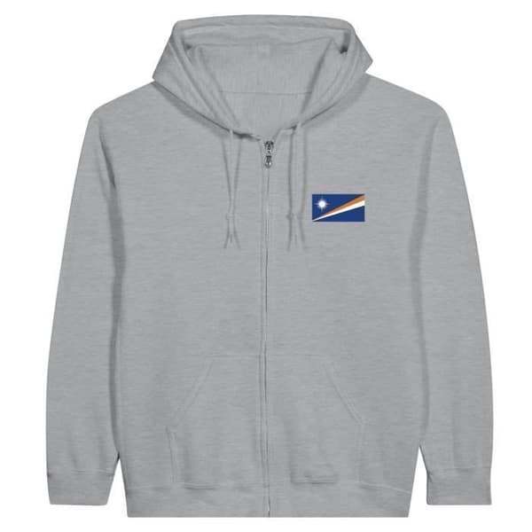 Hættetrøje med lynlås - PIXELFORMA - Marshalløernes flag - Grå - Langærmet - Unisex Grå M
