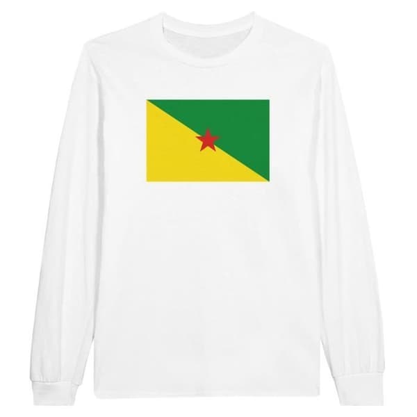 Langærmet T-shirt - PIXELFORMA - Guyana Flag - 100% bomuld - Langærmede - Klassisk pasform Vit S