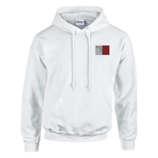 Malta Flag Embroidery Hoodie i Vit Vit M