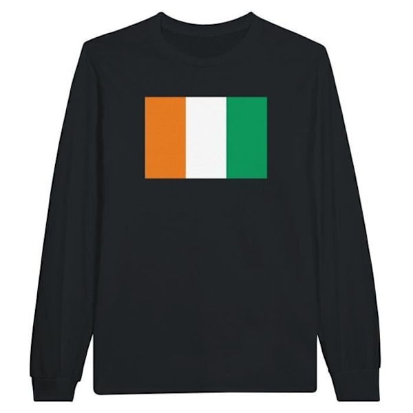 Ivory Coast Flag Langærmet T-shirt i sort Svart XL