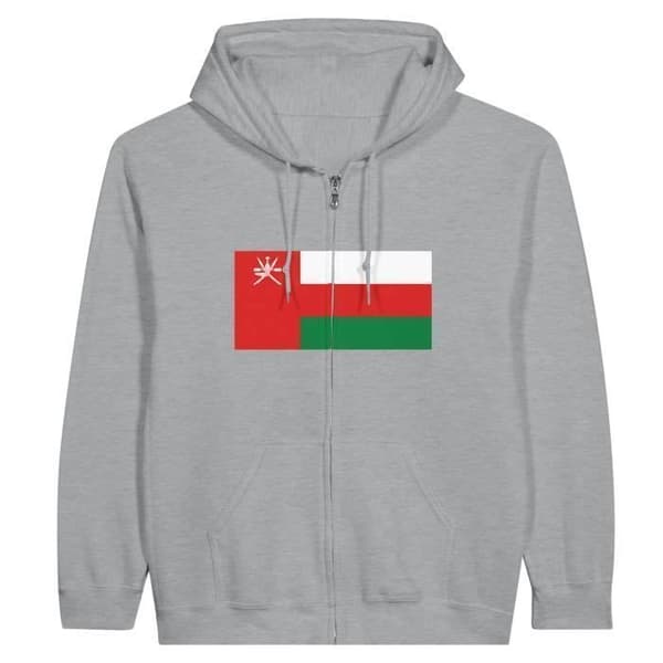 Hætte trøje med lynlås - PIXELFORMA - Oman flag - Grå - Lange ærmer - Hætte krave Grå XL