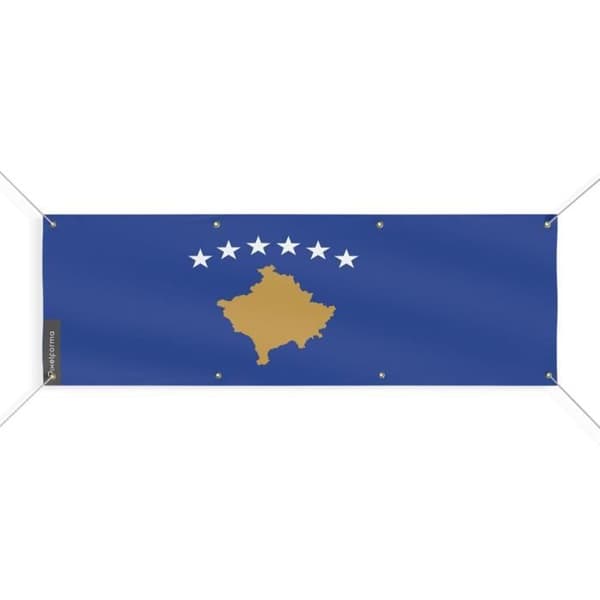 Kosovon lippubanneri 8 silmukkaa 110x330 cm