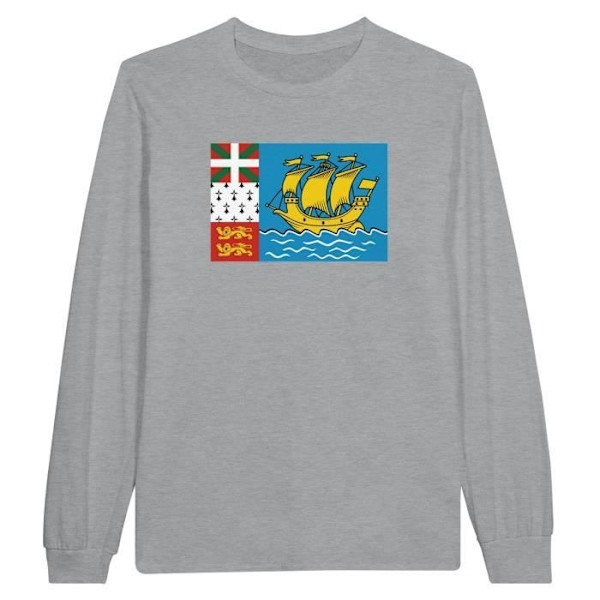 Saint Pierre og Miquelon Flag langærmet T-shirt i grå Grå jag