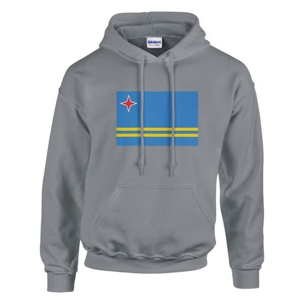 Sweatshirt med hætte - PIXELFORMA - Aruba Flag - Grå - Lange ærmer - Hættekrave Grå S