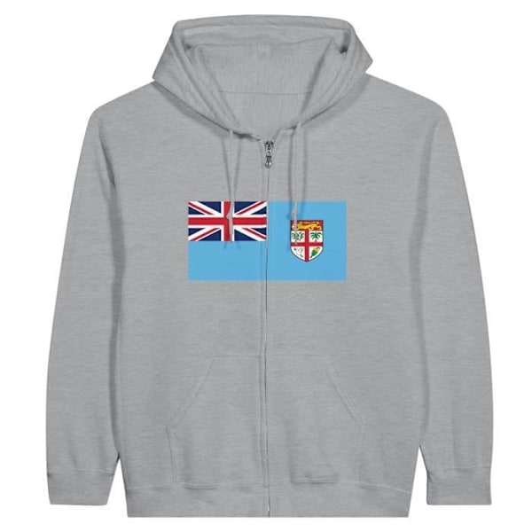 Fiji Flag Zip Hoodie i grått Grå M