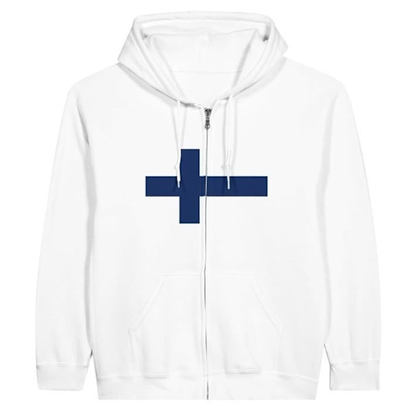 Finland Flag Zip Hoodie i Vit Vit jag