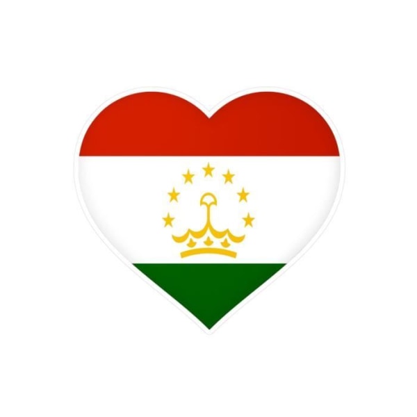Hjärtklistermärke Tadzjikistans flagga 7 cm i 1000 bitar