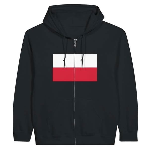 PIXELFORMA Hættetrøje med lynlås - Polen Flag - Sort Svart jag