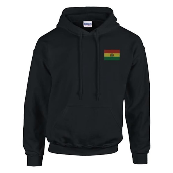 Bolivia Flag Embroidery Hoodie i Svart Svart S