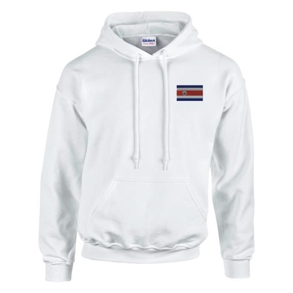 Costa Rica flagga broderi hoodie i vit Vit S