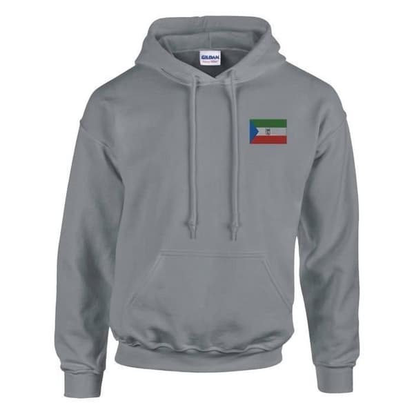 Hoodie - PIXELFORMA - Ækvatorialguinea Flag - Grå - Lange ærmer - Hætte_colour Grå M