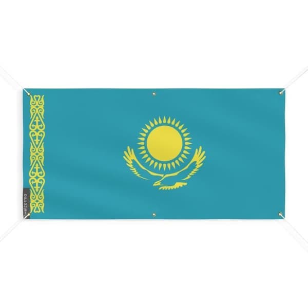 Kazakstanin lippu 6 silmukkaa 50x100cm polyesteriä