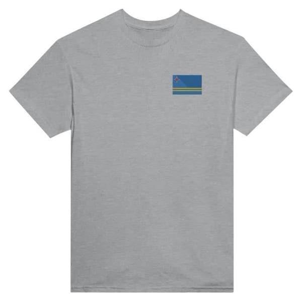 T-shirt - PIXELFORMA - Aruba Flag - Broderi - 100% bomuld - Klassisk pasform Grå XL