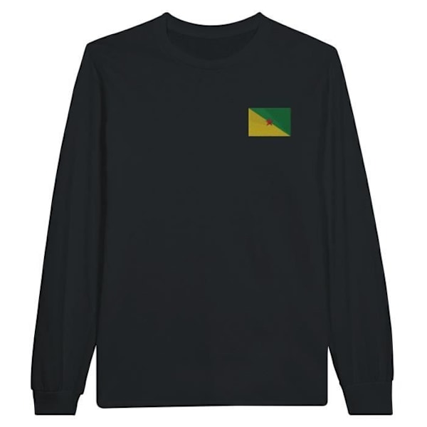 Guyana Flag Broderi Langærmet T-Shirt i Sort Svart jag