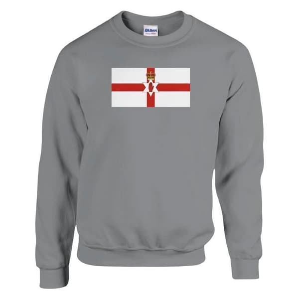 Sweatshirt - PIXELFORMA - Nordirlands flag - Grå - Lange ærmer - Unisex Grå XXL