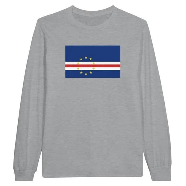 Langærmet T-shirt - PIXELFORMA - Kap Verde Flag - 100% bomuld - Grå - Langærmede Grå M