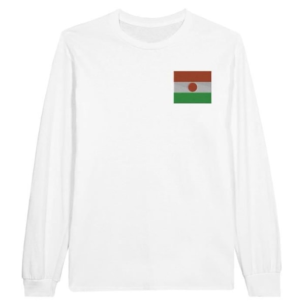 Niger Flag Embroidery pitkähihainen T-paita valkoinen Vit XXXL