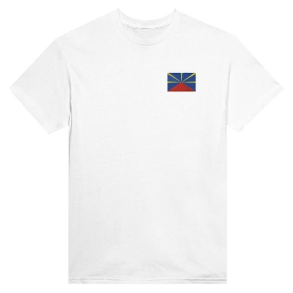 Reunion Island Flag Broderi T-shirt i hvid Vit jag