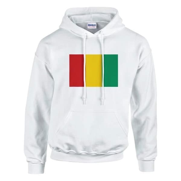Huvtröja - PIXELFORMA - Guinea flagga - Bomull-polyester - Hållbar komfort - Justerbar Vit XL