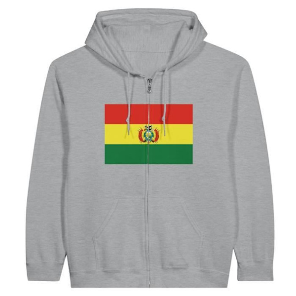 Huvtröja - PIXELFORMA - Boliviaflagga - Grå - 41% polyester - 50% bomull Grå jag