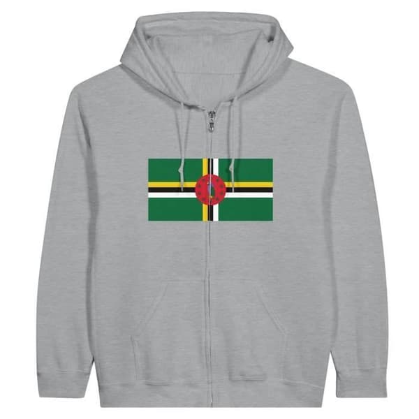 Hættetrøje - PIXELFORMA - Dominica-flag - Grå - Polyester-Bomuld - Lynlås Grå XXL