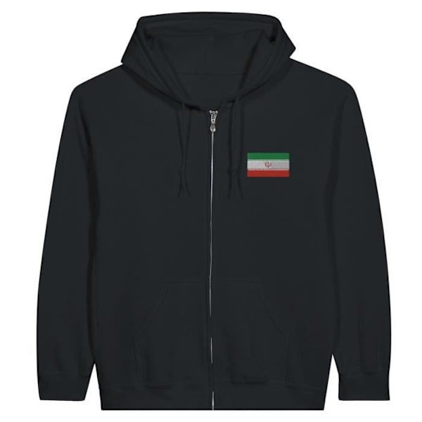 Iran Flag Brodeerer -vetoketjuhuppari mustana Svart XL