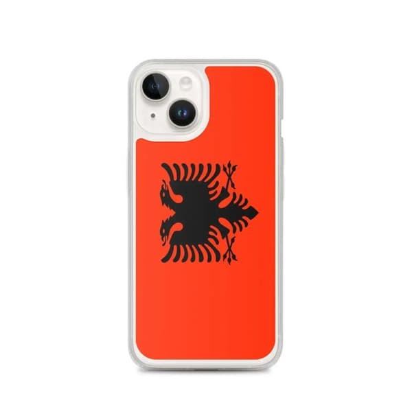 Coque - PIXELFORMA - iPhone 14 - Albaniens flag - Fuld beskyttelse - Blød silicone Röd