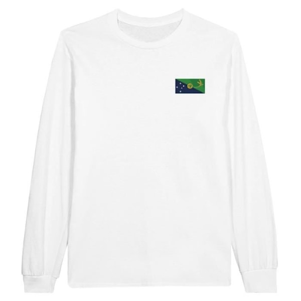 Christmas Island Flag Broderi Langærmet T-Shirt i Hvid Vit S