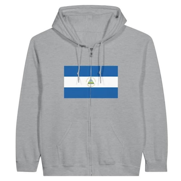 Nicaragua Flag vetoketjullinen huppari harmaa Grå XXXL