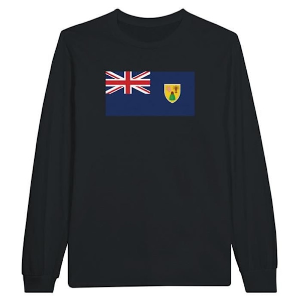 Turks and Caicos Islands Flag Langærmet T-shirt i sort Svart XXL