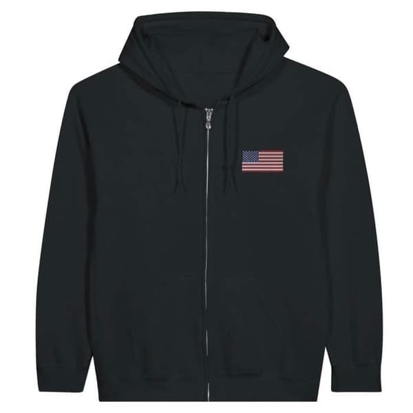 Huvtröja med dragkedja - PIXELFORMA - USA Flagga - Polyester-bomull - Svart Svart S