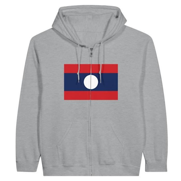 Huvtröja - PIXELFORMA - Laostiska flaggan - Grå - 50% bomull - 50% polyester Grå S