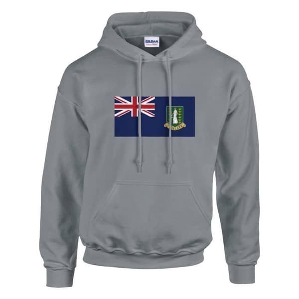 Hættetrøje - Britiske Jomfruøers flag - Grå - Bomuld-polyester - Unisex - Lange ærmer Grå S