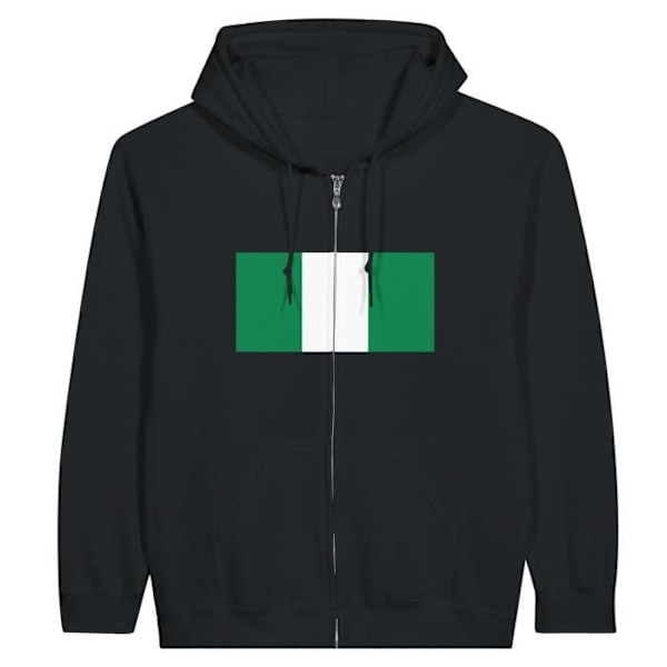 Nigeria Flag Zip Hoodie i Svart Svart jag