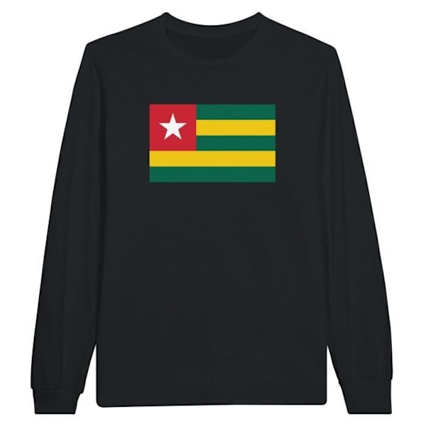 Togo Flag Langærmet T-shirt i sort Svart XXL