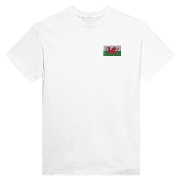 Wales Flag Broderi T-Shirt i hvid Vit S