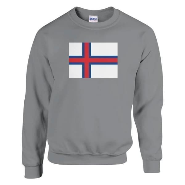 Sweatshirt - PIXELFORMA - Färsaarten lippu - Harmaa - Pitkät hihat - Klassinen kaulus Grå XL