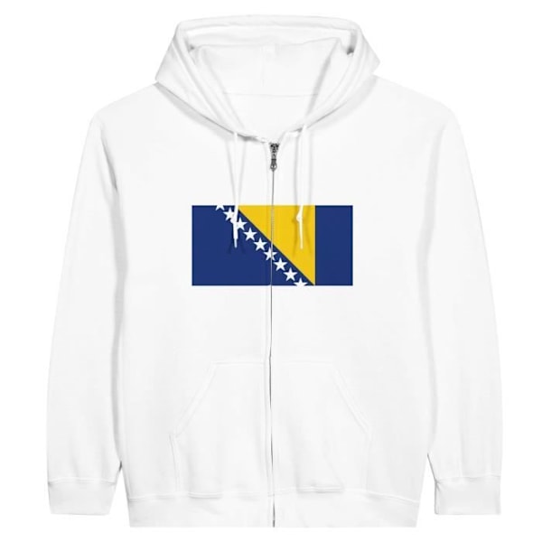 Bosnien och Hercegovinas flagga Hoodie med dragkedja i vit Vit jag