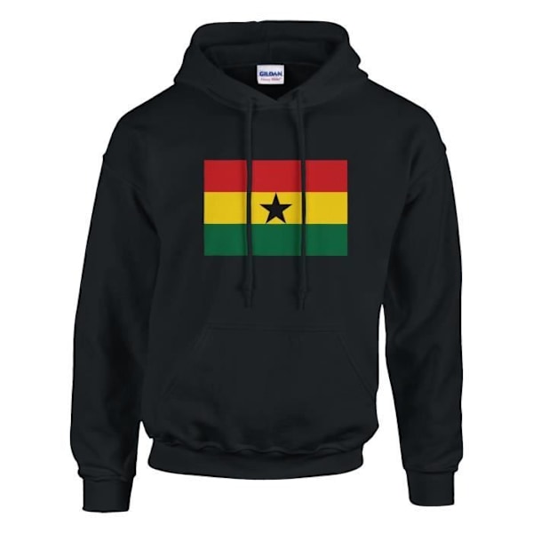 Ghana Flag Hoodie i Svart Svart XXXXL