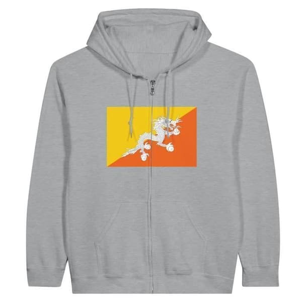 Hættebuks med lynlås - PIXELFORMA - Bhutan-flag - Grå - Polyester-Bomuld - Unisex Grå jag