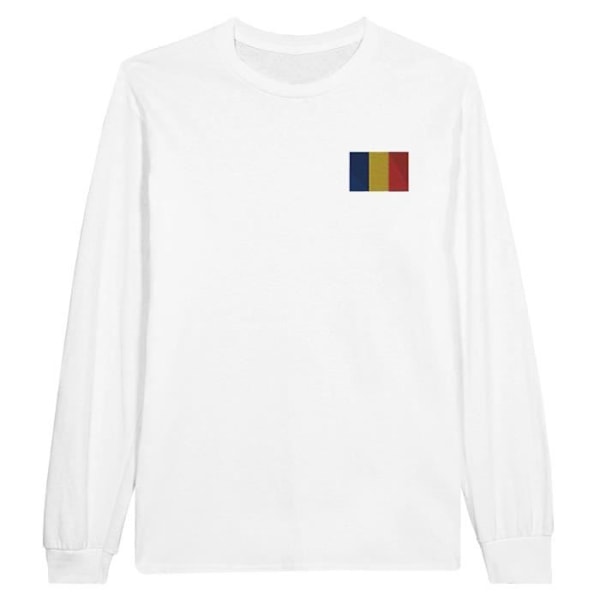 Rumænien Flag Broderi Langærmet T-Shirt i Hvid Vit M