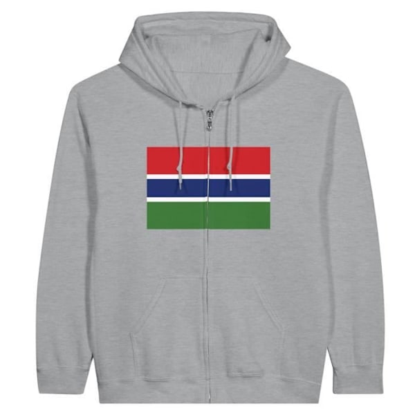 Gambia Flag Zip Hoodie i grått Grå XXXL