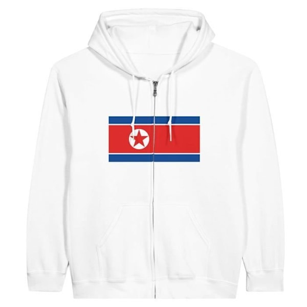 Nordkorea Flag Hættetrøje med lynlås i hvid Vit XXL