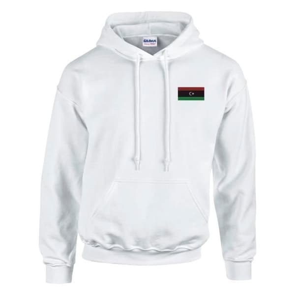Huvtröja - PIXELFORMA - Libyens flagga - Vit - Långärmad - Kapphuva Vit S