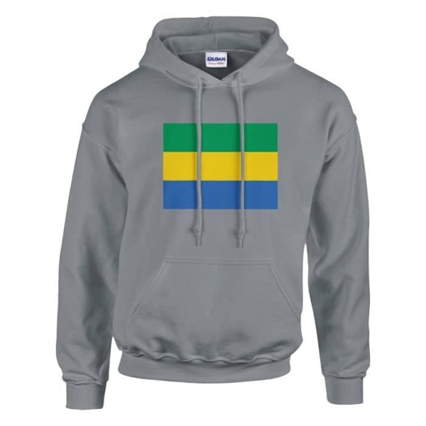 Gabon Flag Hoodie i grått Grå XXL