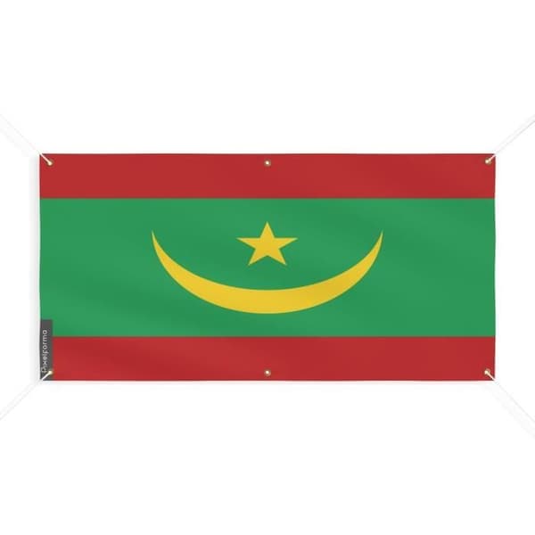 Mauritanian lippubanneri 6 silmukkaa 100x200cm polyesteriä