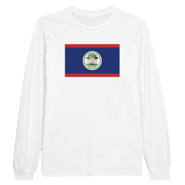 Belize Flag Långärmad T-shirt i Vit Vit XXXL