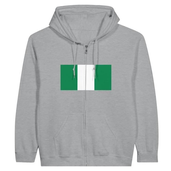 Nigeria Flag Zip Hoodie i grått Grå M